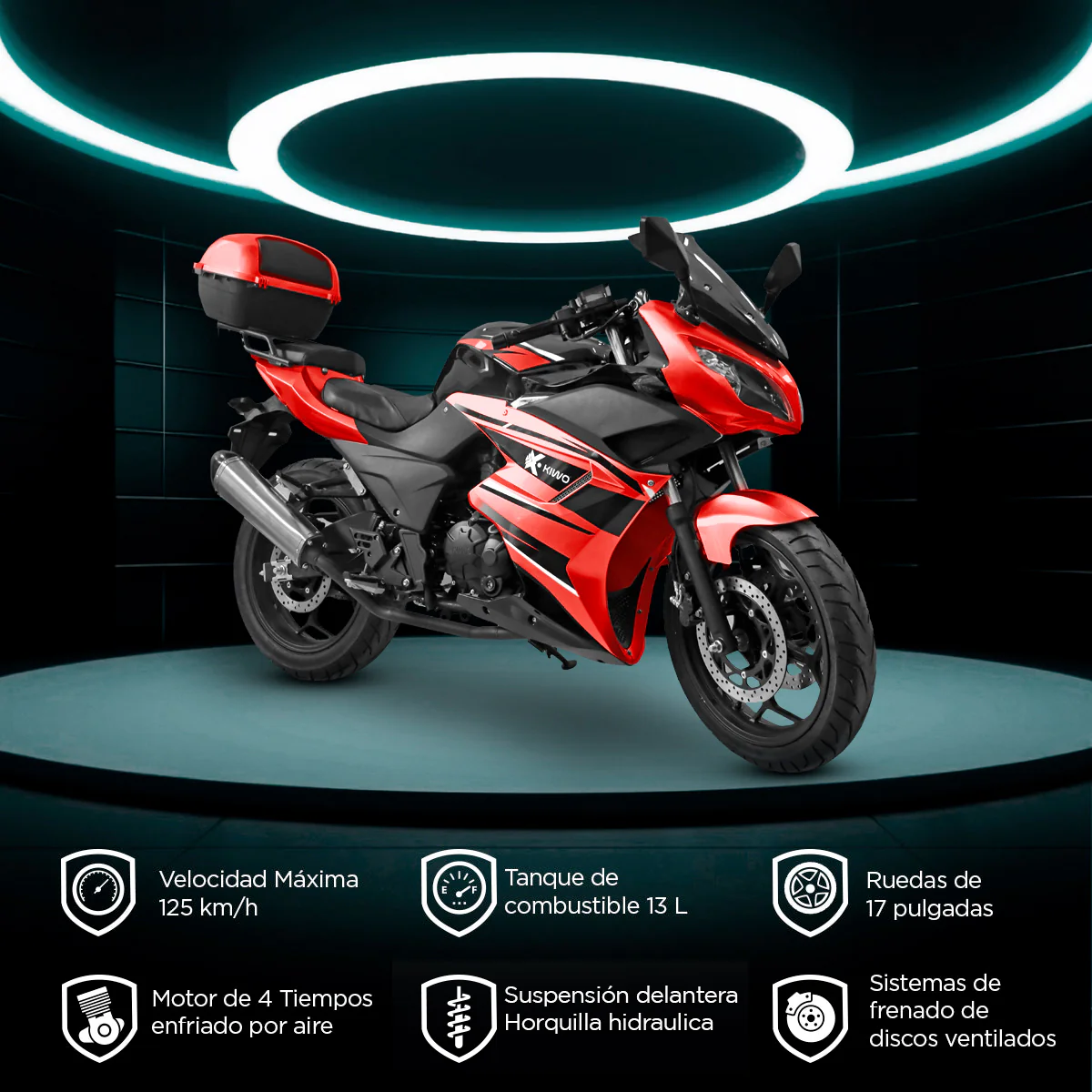 Motocicleta Kiwo KWR 250, color Rojo - Imagen 2