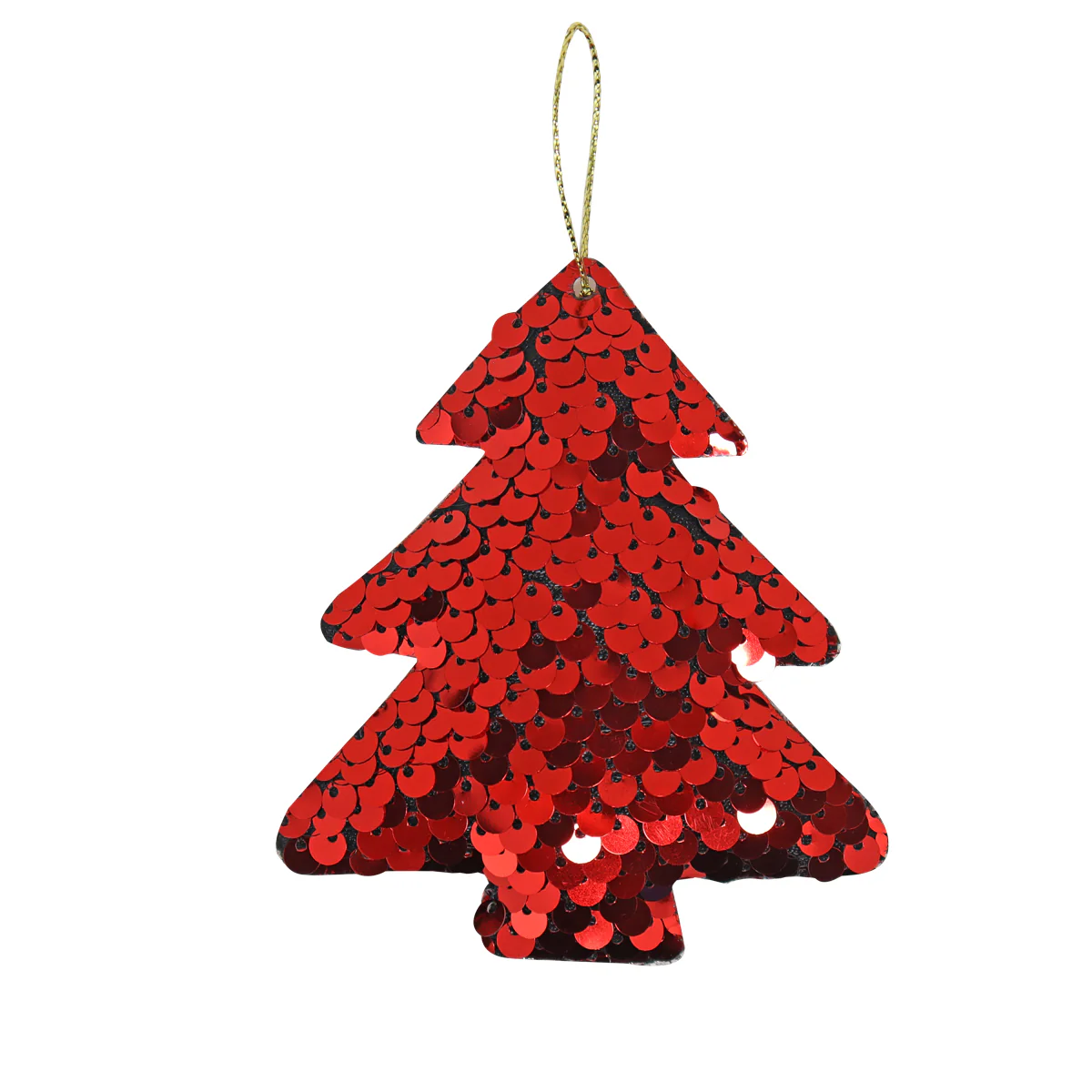 Ornamento en Forma de Arbolito con Lentejuelas color Rojo - Imagen 3