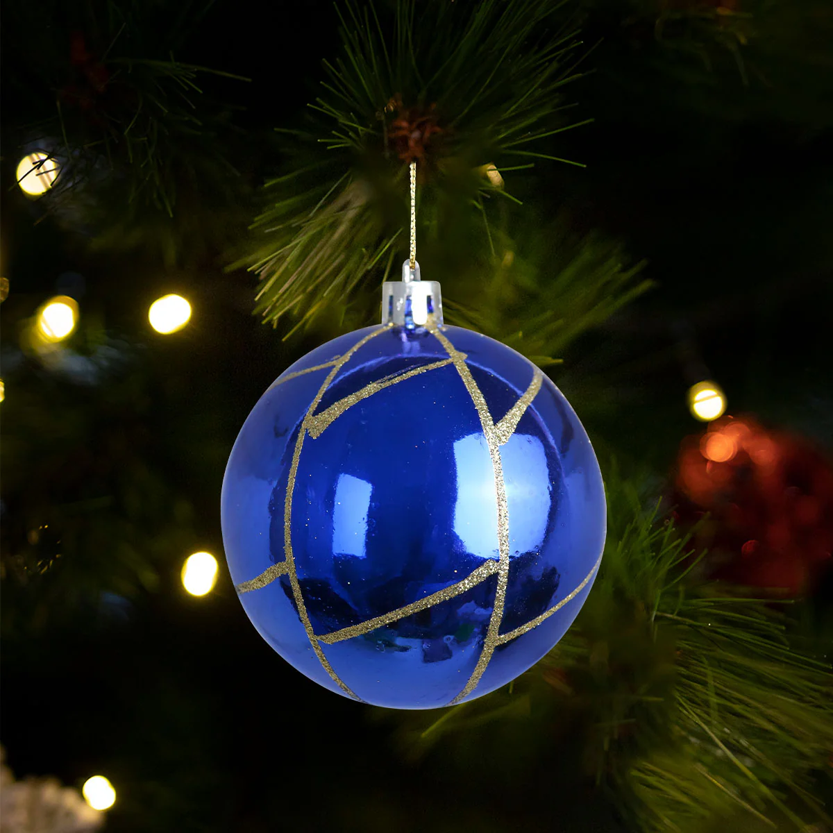 Esfera Navideña Decorada color Azul/Oro