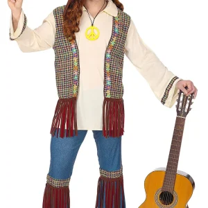 Disfraz de Hippie Años 60 con Chaleco para Hombre