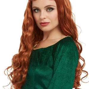 Peluca Medieval Pelirroja Larga con Trenzas
