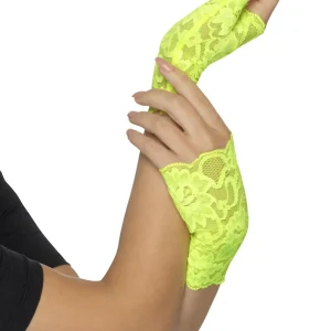 Mitones de Encaje Años 80 Verde Neón
