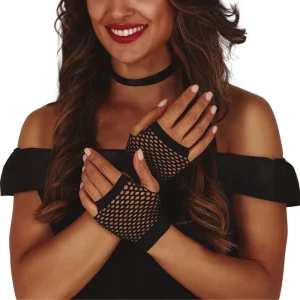 Guantes Negros de Rejilla Sin Dedos