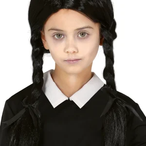Peluca de Miércoles Addams con Trenzas para Niña